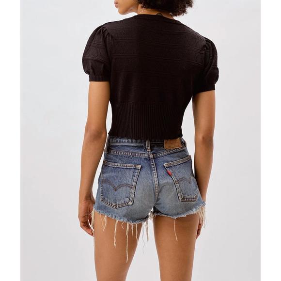 NEW FOR LOVE & LEMONS neve crop cardigan in black - Picture 2 of 2